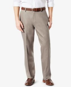 Dockers Men's Signature Lux Cotton Relaxed Fit Creased Stretch Khaki Pants
