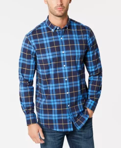 Club Room Men's Perry Plaid Stretch Shirt With Pocket, Created For Macy's