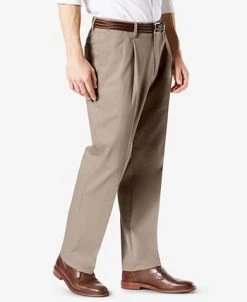 Dockers Men's Signature Lux Cotton Classic Fit Pleated Creased Stretch Khaki Pants -Vince Camuto Sale 10520099 fpx