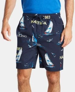 Nautica Men's Cotton Sailboat-Print Pajama Shorts