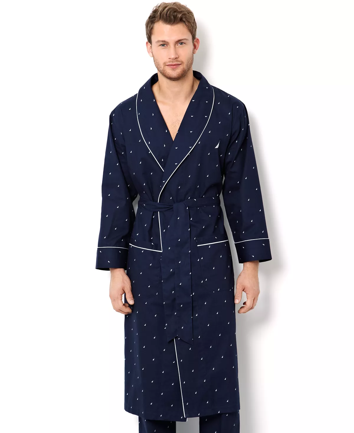 Nautica Men's Signature Light Weight J-Class Logo Woven Robe 3 Nautica Men's Signature Light Weight J-Class Logo Woven Robe