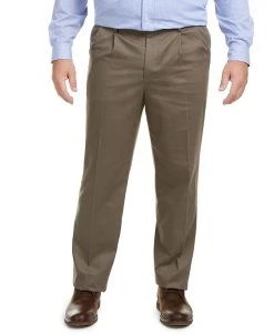 Dockers Men's Big & Tall Signature Lux Cotton Classic Fit Pleated Creased Stretch Khaki Pants