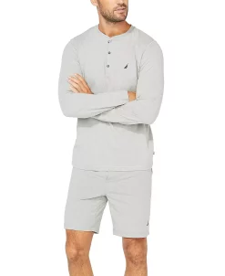 Nautica Men's Soft, Breathable Long Sleeve Henley Pajama Shirt -Vince Camuto Sale 15809031 fpx