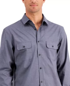 Alfani Men's Regular-Fit Solid Shirt, Created For Macy's -Vince Camuto Sale 19336136 fpx