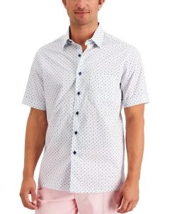 Club Room Men's Regular-Fit Geo Dobby Shirt, Created For Macy's