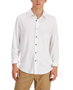 Alfani Men's Regular-Fit Supima Cotton Birdseye Shirt, Created For Macy's -Vince Camuto Sale 19411314 fpx