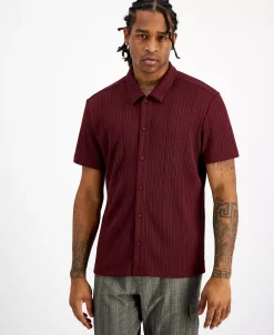 INC International Concepts Men's Rib Knit Button-Up Short-Sleeve Shirt, Created For Macy's 17 INC International Concepts Men's Rib Knit Button-Up Short-Sleeve Shirt, Created For Macy's -Vince Camuto Sale 19751834 fpx
