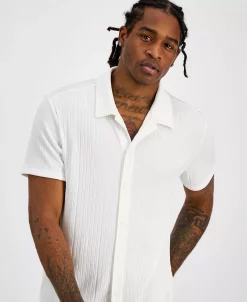 INC International Concepts Men's Rib Knit Button-Up Short-Sleeve Shirt, Created For Macy's 16 INC International Concepts Men's Rib Knit Button-Up Short-Sleeve Shirt, Created For Macy's -Vince Camuto Sale 19751848 fpx