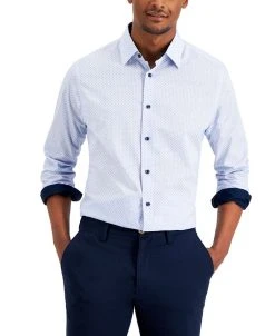 Club Room Men's Dot Stripe Shirt, Created For Macy's