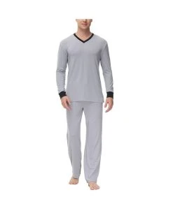 INK+IVY Men's Heat Retaining Two Piece V-Neck & Lounge Pants Pajama Set