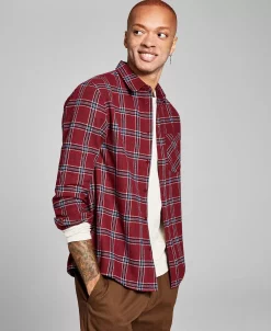 And Now This Men's Brushed Flannel Plaid Shirt -Vince Camuto Sale 20343104 fpx