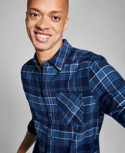 And Now This Men's Plaid Brushed Flannel Shirt -Vince Camuto Sale 20343112 fpx