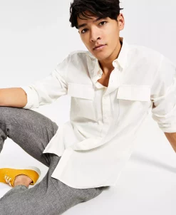 Sun + Stone Men's Sandro Dobby Long-Sleeve Button-Up Shirt, Created For Macy's -Vince Camuto Sale 20730212 fpx
