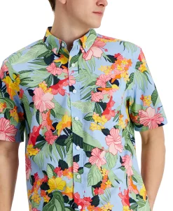 Club Room Men's Tropical-Print Shirt, Created For Macy's -Vince Camuto Sale 21056195 fpx