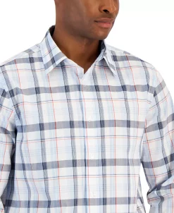 Club Room Men's Regular-Fit Plaid Poplin Shirt, Created For Macy's -Vince Camuto Sale 21104552 fpx