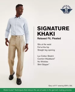 Dockers Men's Signature Lux Cotton Relaxed Fit Pleated Creased Stretch Khaki Pants 16 Dockers Men's Signature Lux Cotton Relaxed Fit Pleated Creased Stretch Khaki Pants -Vince Camuto Sale 21206255 fpx