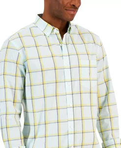 Club Room Men's Cresta Plaid Woven Long-Sleeve Single Pocket Shirt, Created For Macy's -Vince Camuto Sale 21621321 fpx