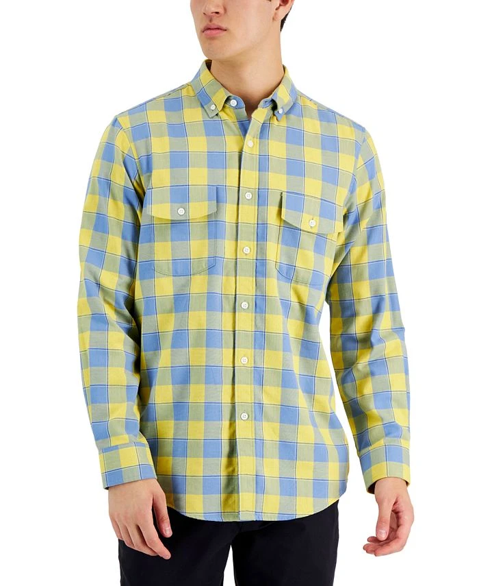 Club Room Men's Tac Plaid Double Faced Woven Long-Sleeve Shirt, Created For Macy's 3 Club Room Men's Tac Plaid Double Faced Woven Long-Sleeve Shirt, Created For Macy's