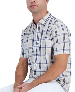 Club Room Men's Short-Sleeve Plaid Shirt, Created For Macy's -Vince Camuto Sale 21621518 fpx
