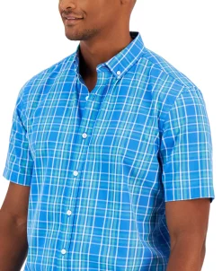 Club Room Men's Short-Sleeve Plaid Shirt, Created For Macy's -Vince Camuto Sale 21621522 fpx
