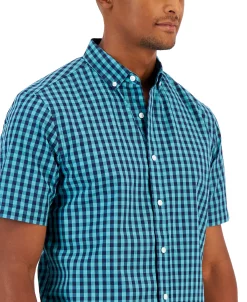 Club Room Men's Short-Sleeve Plaid Shirt, Created For Macy's -Vince Camuto Sale 21621526 fpx