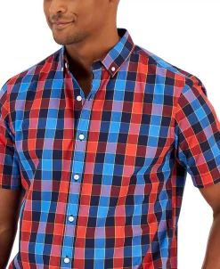 Club Room Men's Short-Sleeve Plaid Shirt, Created For Macy's -Vince Camuto Sale 21621530 fpx