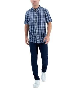 Club Room Men's Short-Sleeve Plaid Shirt, Created For Macy's