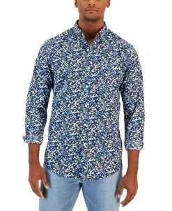 Club Room Men's Rada Classic-Fit Floral-Print Button-Down Poplin Shirt, Created For Macy's