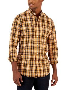 Club Room Men's Pascal Classic-Fit Plaid Button-Down Shirt, Created For Macy's