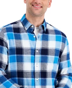 Club Room Men's Regular-Fit Plaid Flannel Shirt, Created For Macy's -Vince Camuto Sale 21641160 fpx