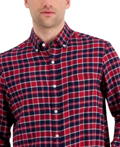 Club Room Men's Regular-Fit Plaid Flannel Shirt, Created For Macy's -Vince Camuto Sale 21641164 fpx