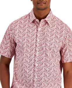 Club Room Men's Floral Woven Short-Sleeve Button-Up Shirt, Created For Macy's -Vince Camuto Sale 21695375 fpx