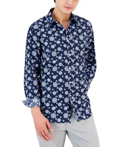 Club Room Men's Geometric Medallion Shirt, Created For Macy's