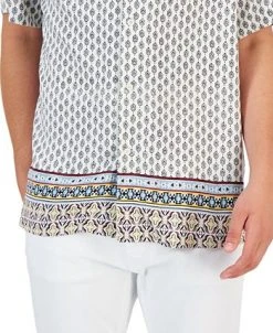 Club Room Men's Carlo Geometric-Print Shirt, Created For Macy's -Vince Camuto Sale 21695613 fpx