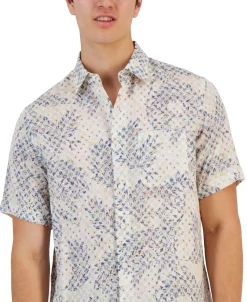 Club Room Men's Assertta Leaf Print Linen Short-Sleeve Shirt, Created For Macy's 8 Club Room Men's Assertta Leaf Print Linen Short-Sleeve Shirt, Created For Macy's -Vince Camuto Sale 21695687 fpx