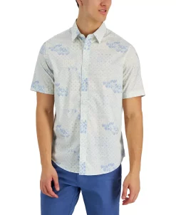 Club Room Men's Brook Patchwork Refined Woven Short-Sleeve Shirt, Created For Macy's -Vince Camuto Sale 21695689 fpx