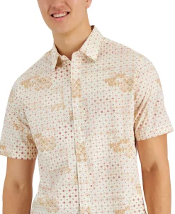 Club Room Men's Brook Patchwork Refined Woven Short-Sleeve Shirt, Created For Macy's -Vince Camuto Sale 21695695 fpx