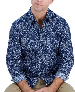 Club Room Men's Long-Sleeve Bold Whisper Shirt, Created For Macy's -Vince Camuto Sale 21695765 fpx