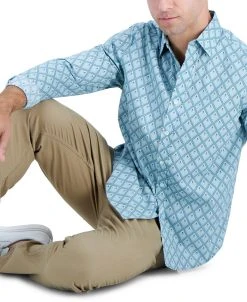 Club Room Men's Long-Sleeve Foulard Geometric-Print Shirt, Created For Macy's