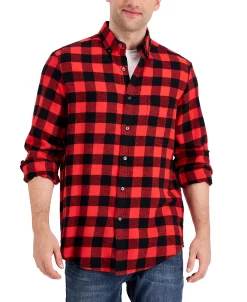 Club Room Men's Regular-Fit Plaid Flannel Shirt, Created For Macy's -Vince Camuto Sale 21697661 fpx