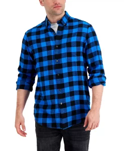 Club Room Men's Regular-Fit Plaid Flannel Shirt, Created For Macy's -Vince Camuto Sale 21697675 fpx