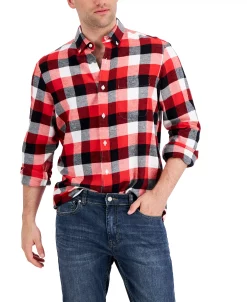 Club Room Men's Regular-Fit Plaid Flannel Shirt, Created For Macy's -Vince Camuto Sale 21697683 fpx