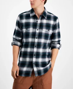 Sun + Stone Men's Plaid Flannel Shirt, Created For Macy's 12 Sun + Stone Men's Plaid Flannel Shirt, Created For Macy's -Vince Camuto Sale 21706887 fpx