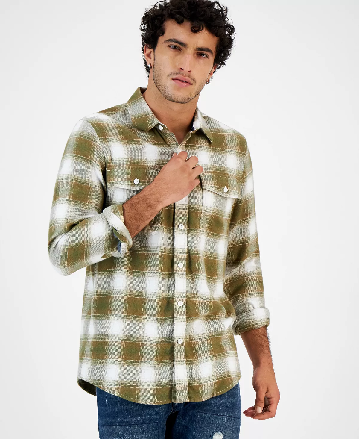 Sun + Stone Men's Plaid Flannel Shirt, Created For Macy's 6 Sun + Stone Men's Plaid Flannel Shirt, Created For Macy's - Image 4