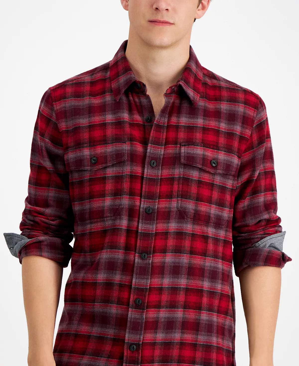 Sun + Stone Men's Plaid Flannel Shirt, Created For Macy's 5 Sun + Stone Men's Plaid Flannel Shirt, Created For Macy's - Image 3