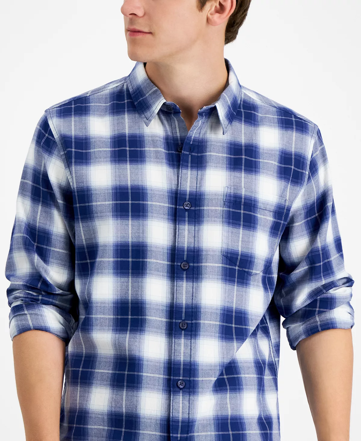 Sun + Stone Men's Will Plaid Shirt, Created For Macy's 5 Sun + Stone Men's Will Plaid Shirt, Created For Macy's - Image 3