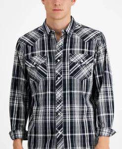 Sun + Stone Men's Remington Regular-Fit Plaid Western Shirt, Created For Macy's -Vince Camuto Sale 21706975 fpx