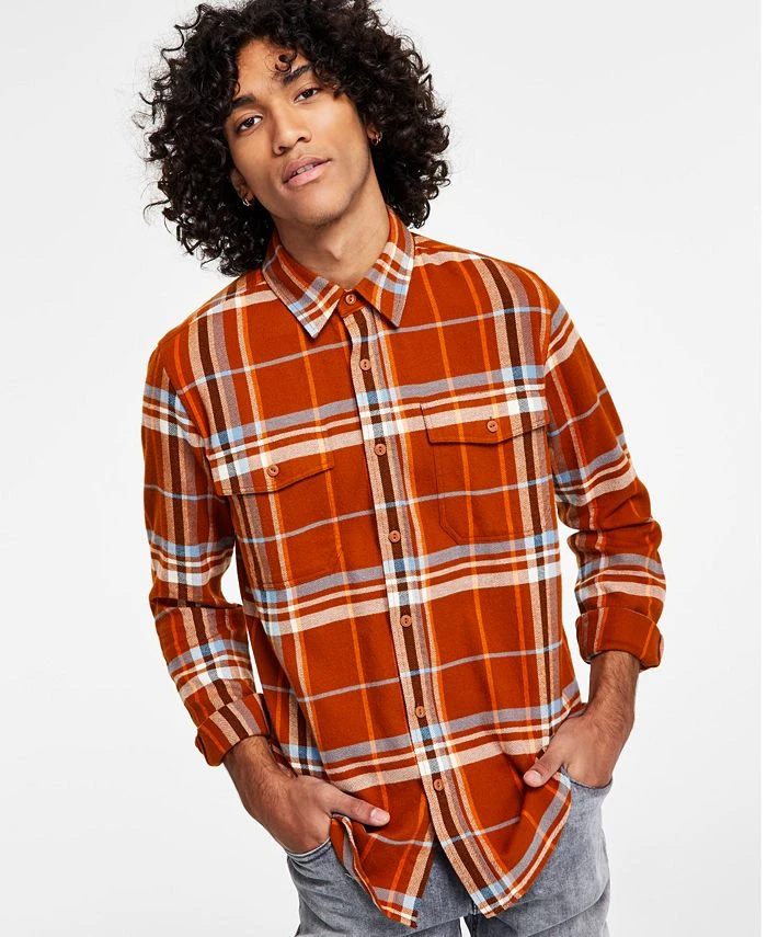 Sun + Stone Men's Paulie Regular-Fit Plaid Flannel Shirt, Created For Macy's 3 Sun + Stone Men's Paulie Regular-Fit Plaid Flannel Shirt, Created For Macy's