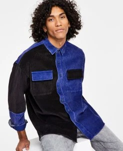Sun + Stone Men's Regular-Fit Pieced Colorblocked Corduroy Shirt, Created For Macy's