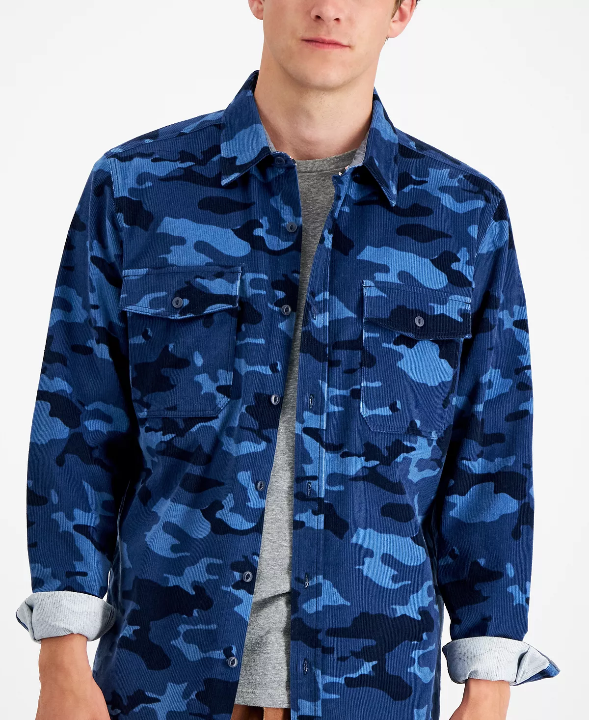 Sun + Stone Men's Nolan Regular-Fit Camouflage Corduroy Shirt, Created For Macy's 5 Sun + Stone Men's Nolan Regular-Fit Camouflage Corduroy Shirt, Created For Macy's - Image 3